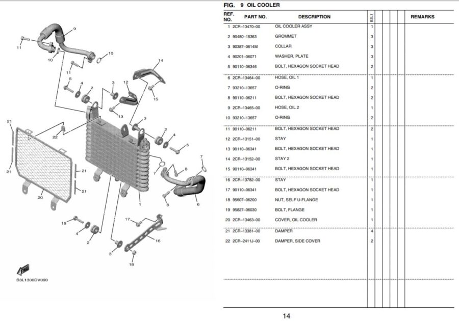 YZF-R1 2020- Oil Radiator Group OEM Parts
