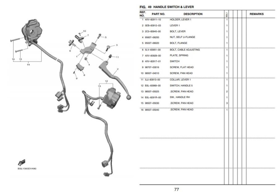YZF-R1 2020- Switches OEM Parts